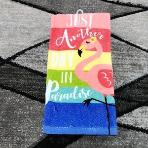 RITZ PINK FLAMINGO JUST ANOTHER DAY IN PARADISE KITCHEN TOWEL